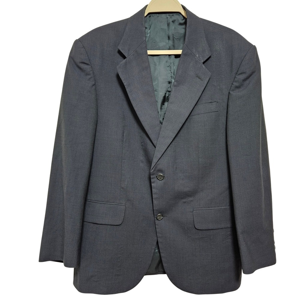 Lands End Mens 100% Wool Sport Coat Jacket 2 Button Wedding Professional Blue